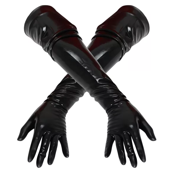 Latex - rękawice długie unisex - czarne - L