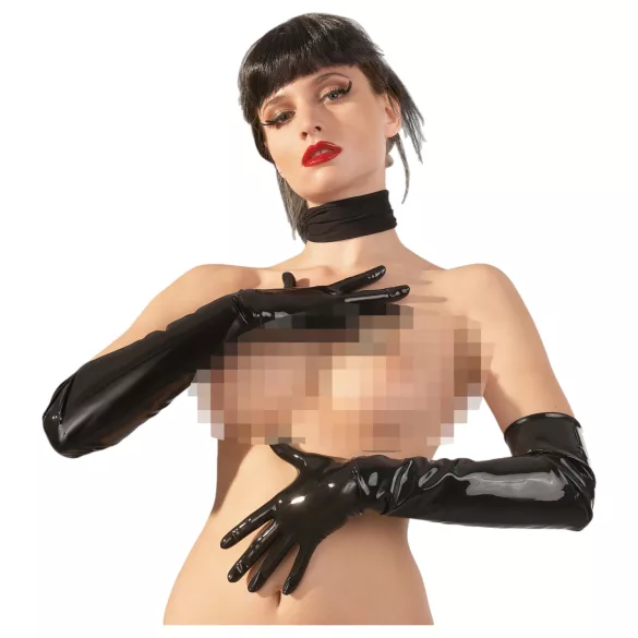 Latex - rękawice długie unisex - czarne - XL