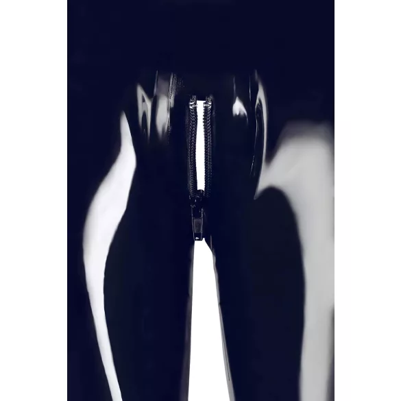 LATEX - legginsy z zamkiem - lateksowe - czarne