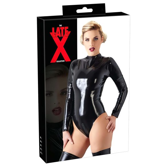 LATEX - damskie body z długim rękawem (czarne) - L