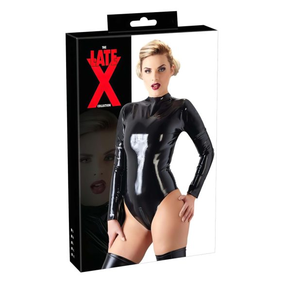 LATEX - damskie body z długim rękawem (czarne) - L