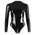 LATEX - damskie body z długim rękawem (czarne) - L