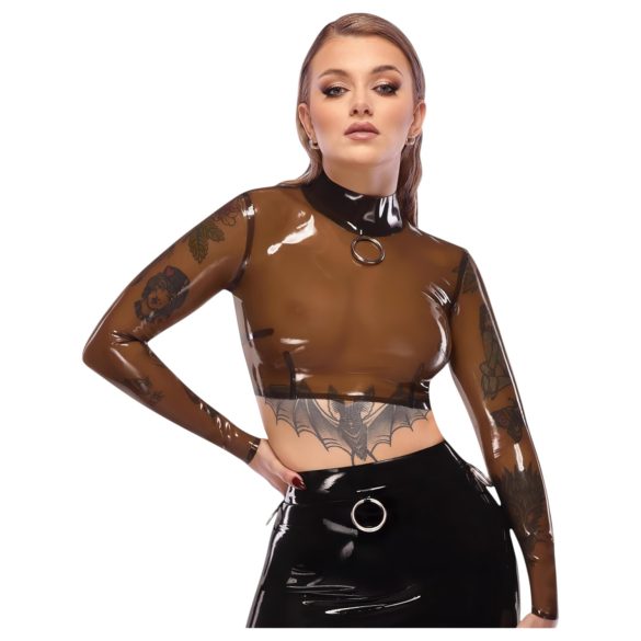 LATEX - przezroczysta lateksowa bluzka (przezroczysta-czarna) - S-L - 2XL