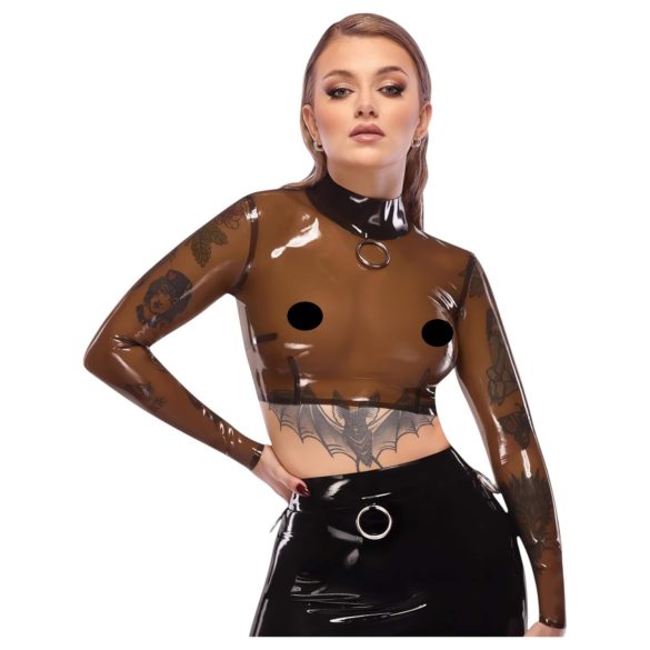 LATEX - przezroczysta lateksowa bluzka (przezroczysta-czarna) - S-L - 2XL