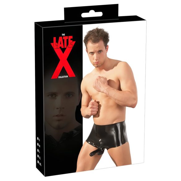 LATEX - bokserki + nasadka na penisa (czarne)