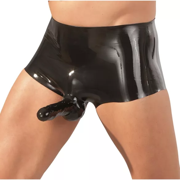 LATEX - bokserki z nakładką na penisa - lateks czarny