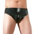 LATEX - męskie majtki z wewnętrznym penisem i analnym dildo (czarne) - XL