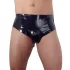 LATEX - slipy męskie z wewnętrznym stożkowym dildo analnym - czarne - M