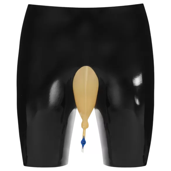 LATEX - Czarny lateksowy spodenki z otworem na odpływ