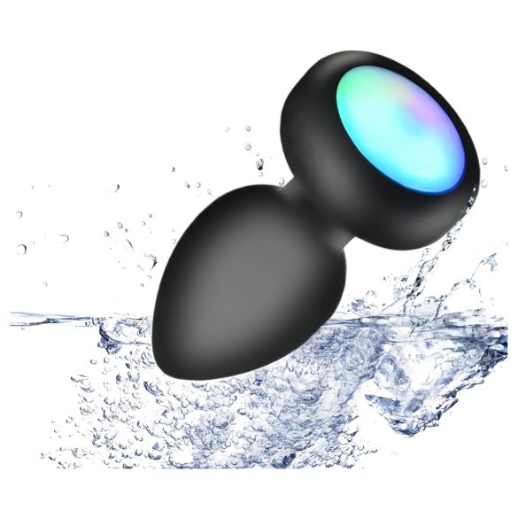 Mrow - wibrujący korek analny z pilotem - podświetlany - czarny