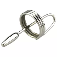   DeepRing - dilator z pierścieniem - metalowy - 9 cm - srebrny