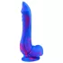 Inkipus - dildo z jądrami - silikon - 18 cm - niebiesko-różowy