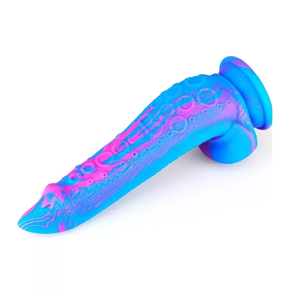 Inkipus - dildo z jądrami - silikon - 18 cm - niebiesko-różowy