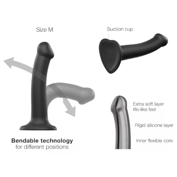 Strap-on-me - podwójny dildo - dwuwarstwowy silikon - czarny