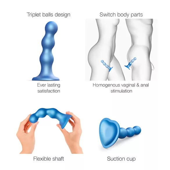 Strap-on-me Balls S - dildo z kulkami - z przyssawką - niebieski