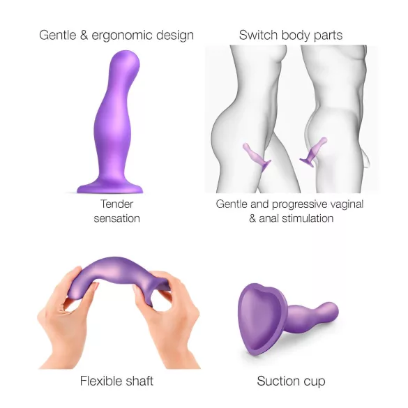 Strap-on-me Curvy S - falowany dildo z przyssawką (fioletowy)