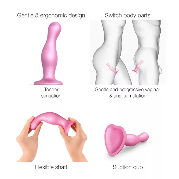 Strap-on-me Curvy S - falowany dildo z przyssawką (różowy)