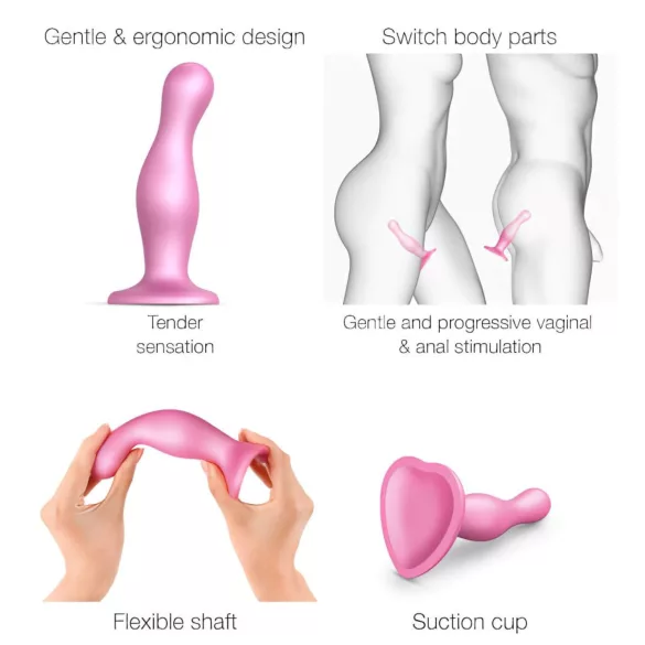 Strap-on-me Curvy S - falowany dildo z przyssawką (różowy)