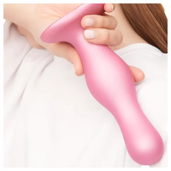 Strap-on-me Curvy S - falowany dildo z przyssawką (różowy)