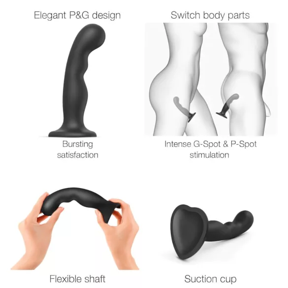Strap-on-me P&G S - dildo z przyssawką wygięte - czarny