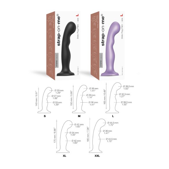 Strap-on-me - dildo z przyssawką - wygięte - czarne - P&G L