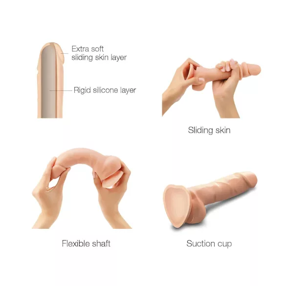Strap-on-me S - dwuwarstwowe dildo z przyssawką (kolor cielisty)