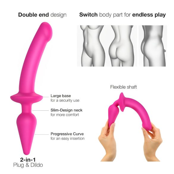 Strap-on-me™ Swith Semi-Realistic L - 2w1 silikonowy dildo (różowy)