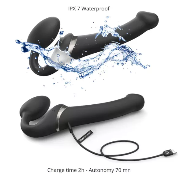 Strap-on-me - wibrator do przypięcia z falami powietrza M - czarny