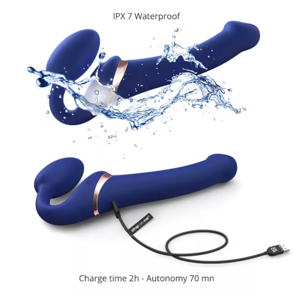 Strap-on-me S - przypinany, falami powietrza wibrujący wibrator - (niebieski)