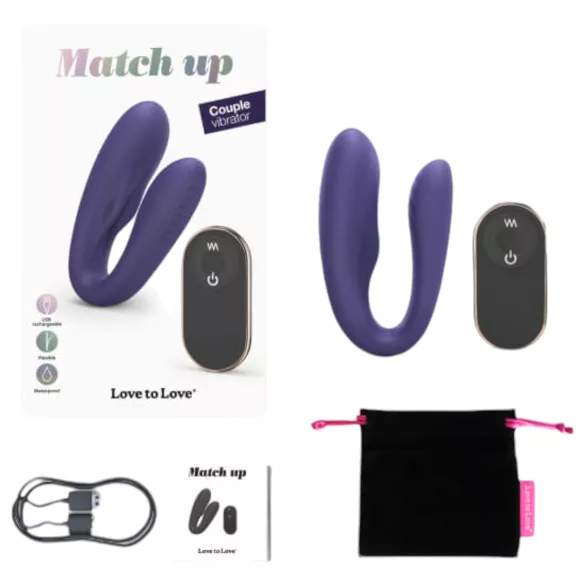 Love to Love Match up - wibrator dla par - akumulator - pilot - fioletowy