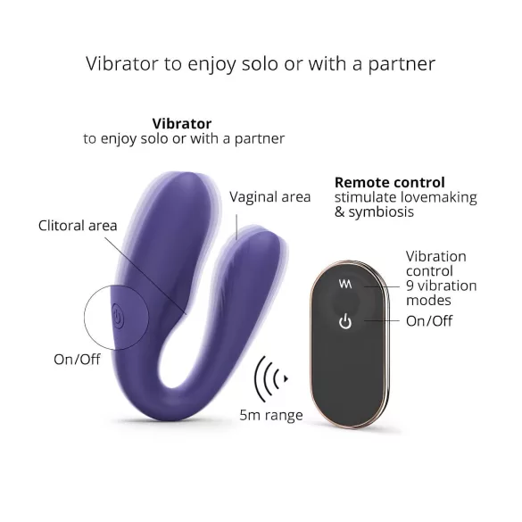 Love to Love Match up - wibrator dla par - akumulator - pilot - fioletowy