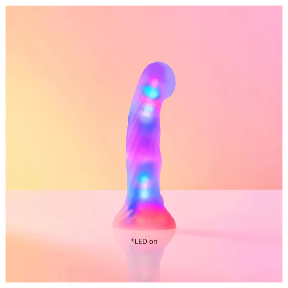 Love to Love Sugar Bomb - świecący silikonowy wibrator z diodą LED (różowo-żółty) - 16,9 cm