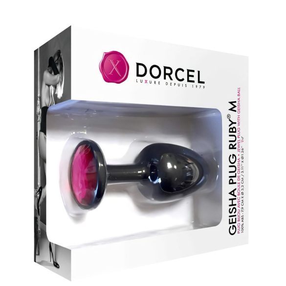Dorcel - korek analny z różowym kryształem - czarny - Geisha Plug Ruby M