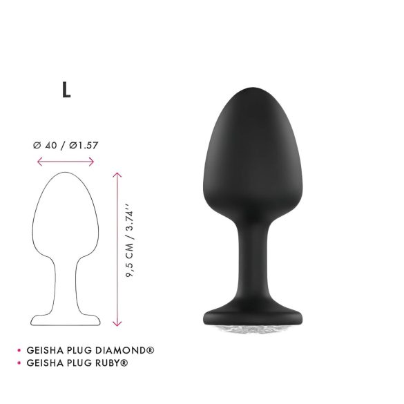 Dorcel Geisha Plug Diamond L - czarny anal plug z białym kamieniem
