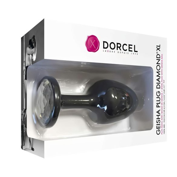 Dorcel Geisha Plug Diamond XL - czarny analny plug z białym kamieniem