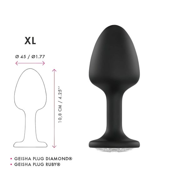 Dorcel Geisha Plug Diamond XL - czarny analny plug z białym kamieniem