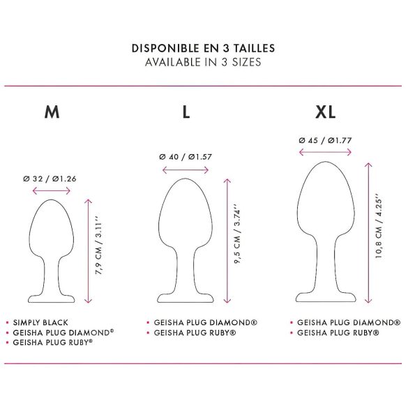 Dorcel Geisha Plug Diamond XL - czarny analny plug z białym kamieniem