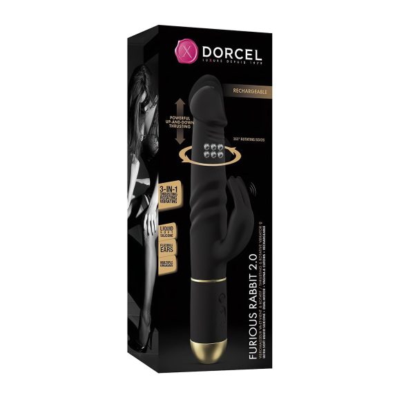 Dorcel - wibrator króliczek z funkcją posuwu i stymulatorem łechtaczki - czarny