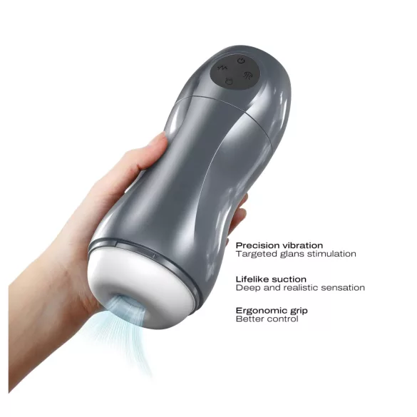 Dorcel Blowjoy Vibe - masturbator ssąco‑wibracyjny akumulatorowy (szary)