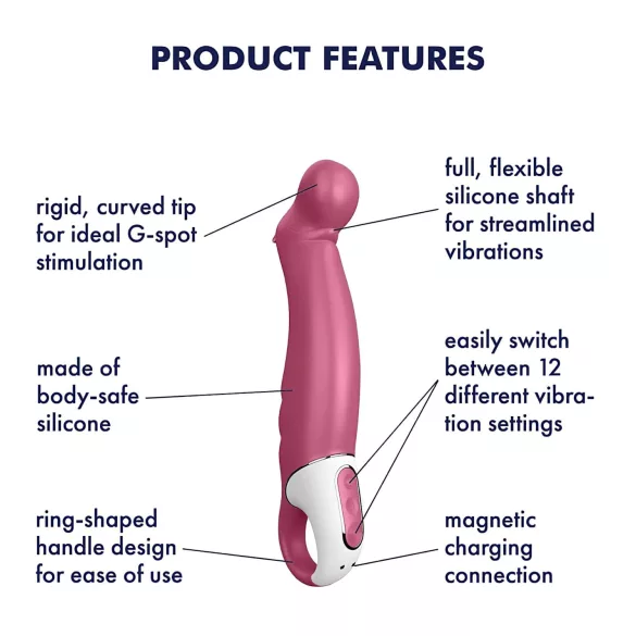 Satisfyer Petting Hippo - wibrator ładowany USB - wodoodporny - różowy