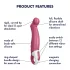 Satisfyer Petting Hippo - wibrator ładowany USB - wodoodporny - różowy