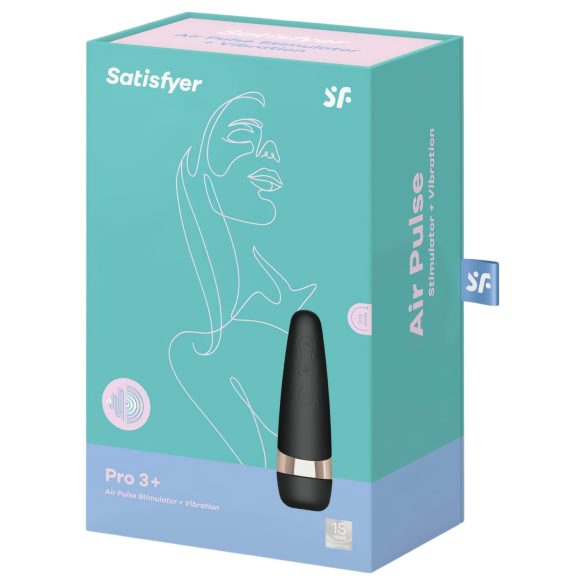 Satisfyer Pro 3+ - wodoodporny, akumulatorowy stymulator łechtaczki (czarny)