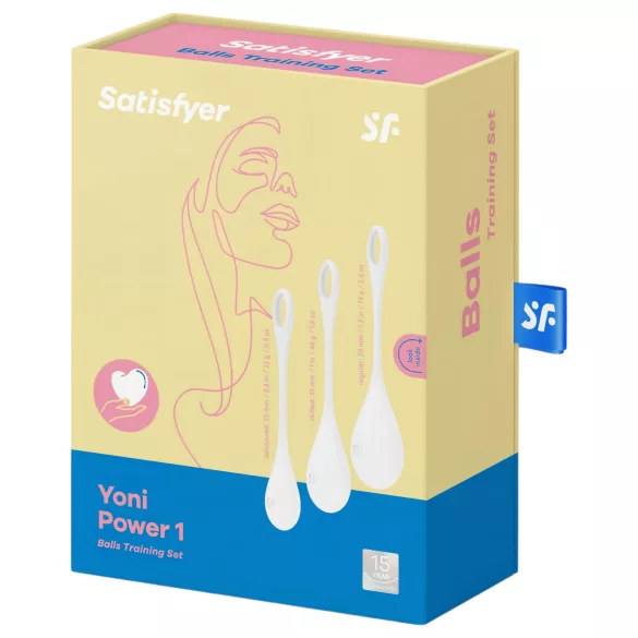 Satisfyer Yoni Power 1 - kulki gejszy - zestaw 3 sztuki - białe