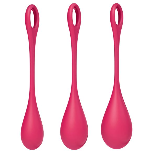 Satisfyer Yoni Power 1 - zestaw kulek gejszy - czerwony (3-częściowy)