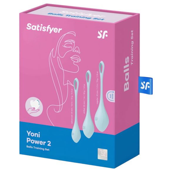 Satisfyer Yoni Power 2 - zestaw kulek gejszy - 3 sztuki - niebieski