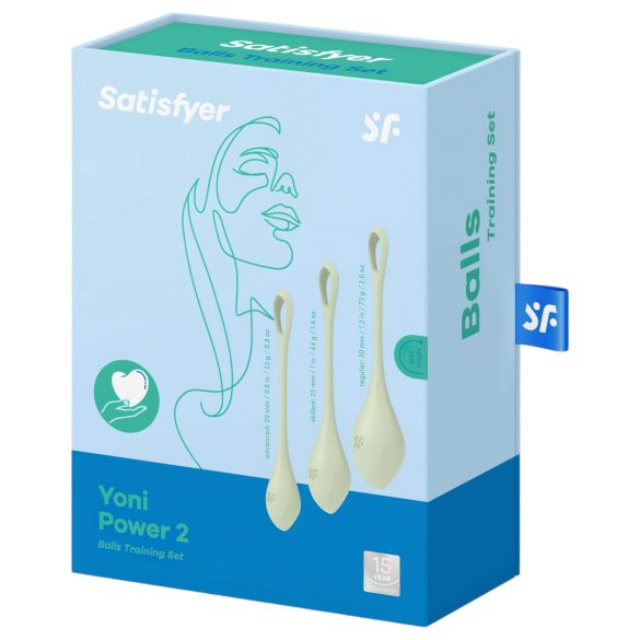 Satisfyer Yoni Power 2 - kulki gejszy - zestaw 3 sztuki - zielony