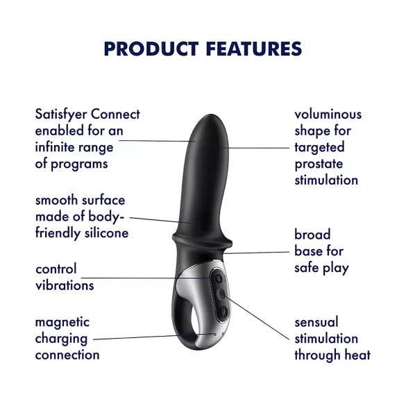 Satisfyer Hot Passion - Sterowany aplikacją rozgrzewający wibrator analny (czarny)