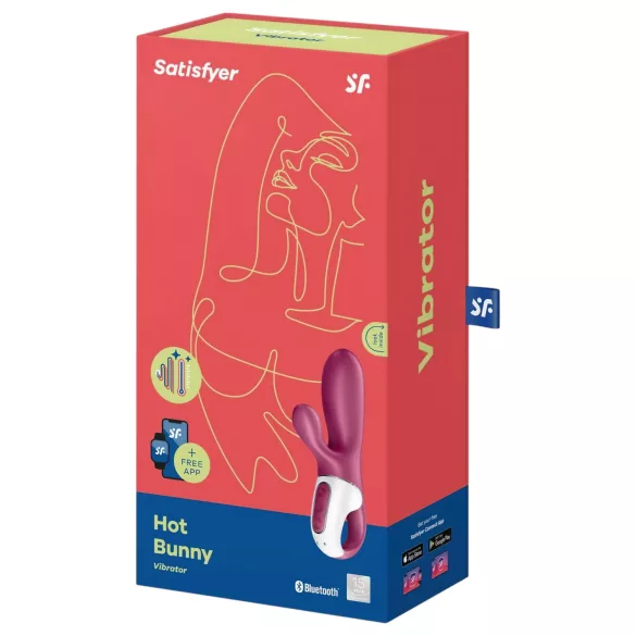 Satisfyer Hot Bunny - sterowany aplikacją, podgrzewany wibrator z ramionkiem łechtaczkowym (czerwony)