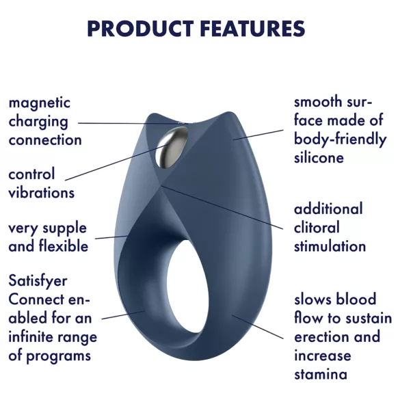 Satisfyer Royal One - pierścień wibracyjny na penisa sterowany aplikacją dla mężczyzn (niebieski)