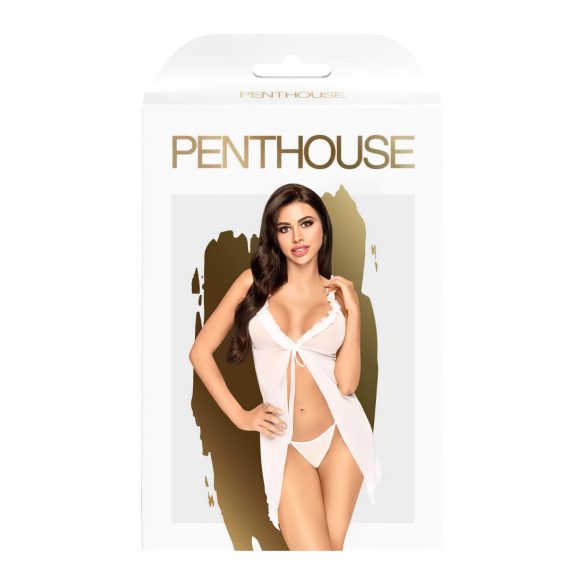 Penthouse After Sunset - babydoll z stringami - przezroczysty - biały